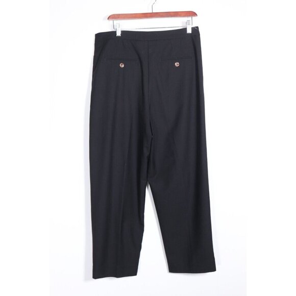 Kit and Ace Women's W34 Black High Rise Cropped Trouser Pants Casual Wide Leg - Picture 6 of 7